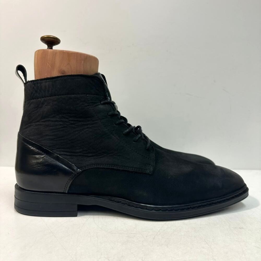 VGUC Karl Lagerfeld Paris Suede Leather Zipper Boot Lace Up Black US 10 EU 43